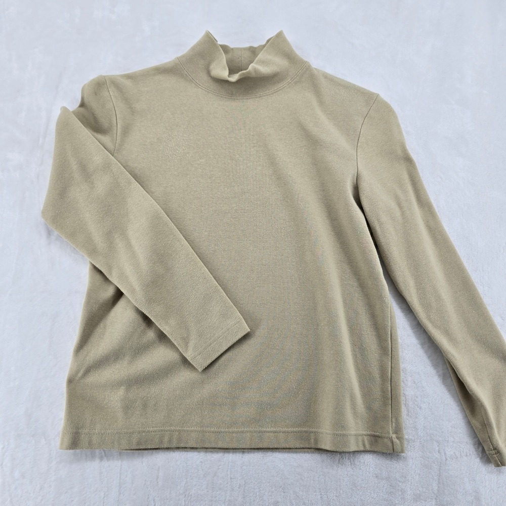All Points Mock Neck Mens S Shirt Tan Long Sleeve Cotton Blend‎ Stretch